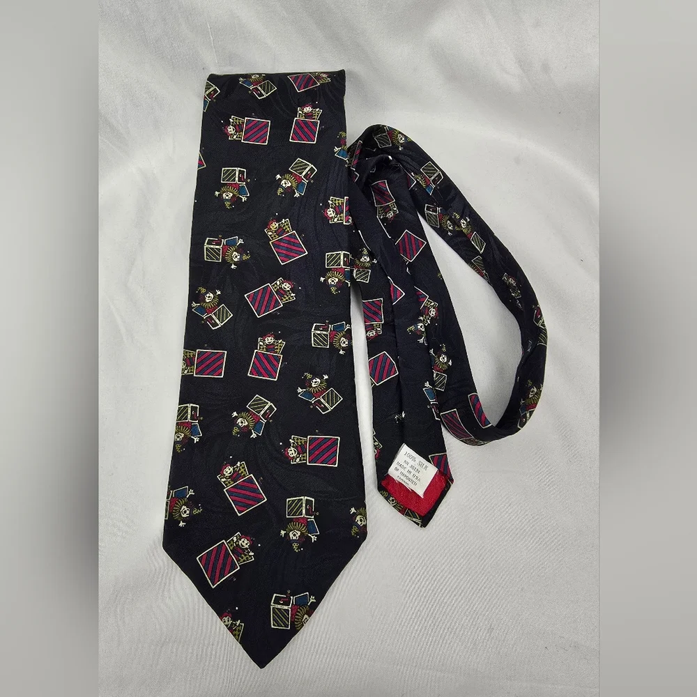 Bench Mark Vintage Jack In The Box Preppy Fun Classic Satin Silk Neck Tie